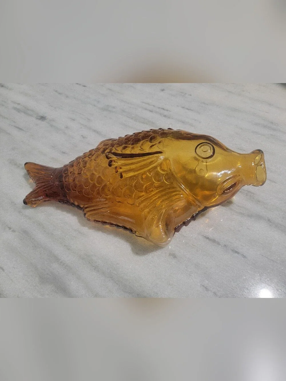 Amber Glass Fish Ornament  Decorative Accent